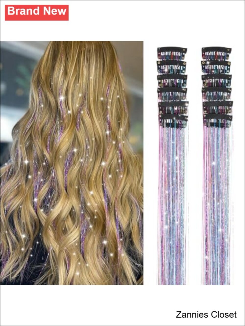 👻 12Pc Clip In Hair Tinsel Kit 20.5 Inch Heat Resistant Polyester Fiber